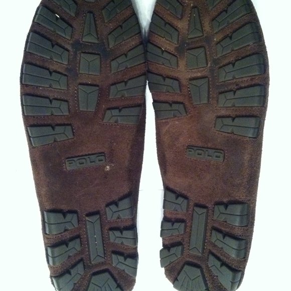 POLO RALPH LAUREN MENS PRE-OWNED BROWN LEATHER SUEDE SLIP-ON LOAFERS SIZE: 13D main image 4